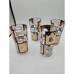 Vintage Mid-Century Modern (MCM) Geometric Highball Glasses Set Of 4